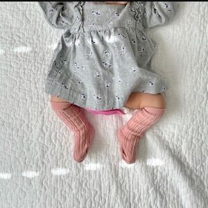 Janie and Jack gray floral 3/4 sleeves dress